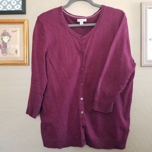 Merona 3/4 Sleeve Button-Down Cardigan - Burgundy - Size XXL